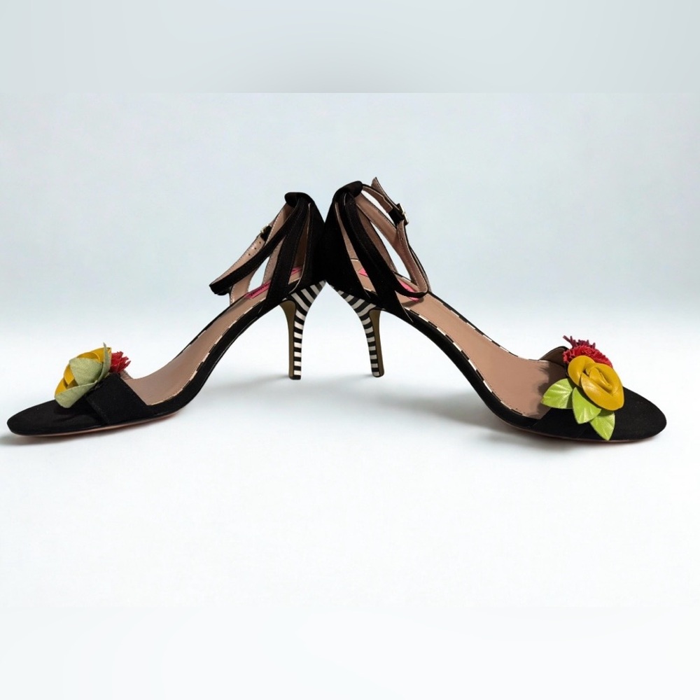 Betsey Johnson Striped Black and White Heels - Picture 2 of 4